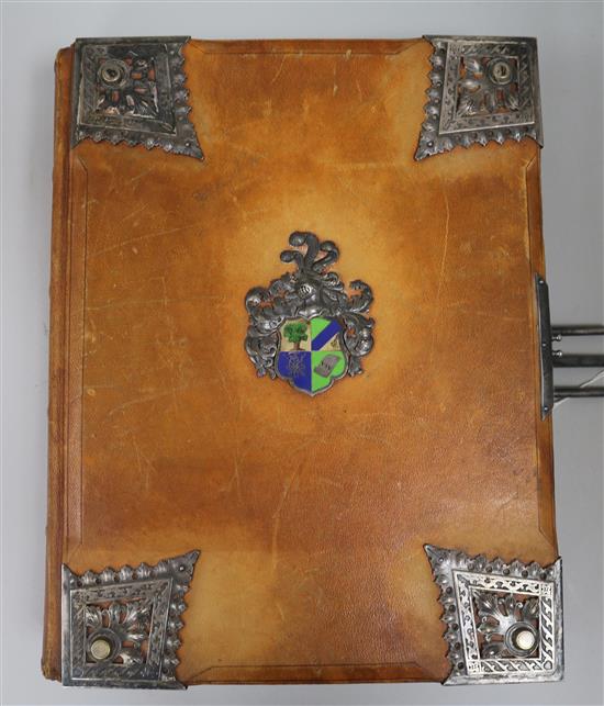 A German leather bound and metal mounted with crest 1912 photo album